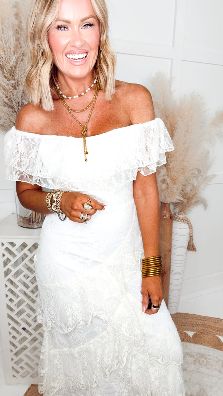 The Enchanted Lace Maxi Dress-Ivory