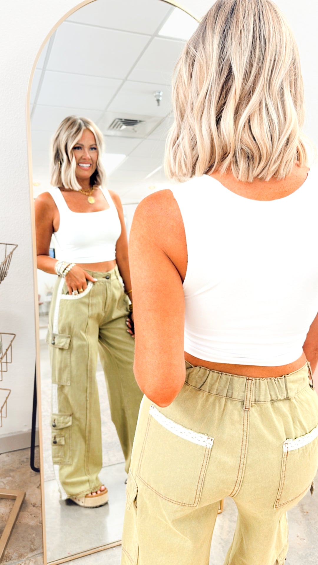 Easy Street Cargo Pants-Khaki Olive