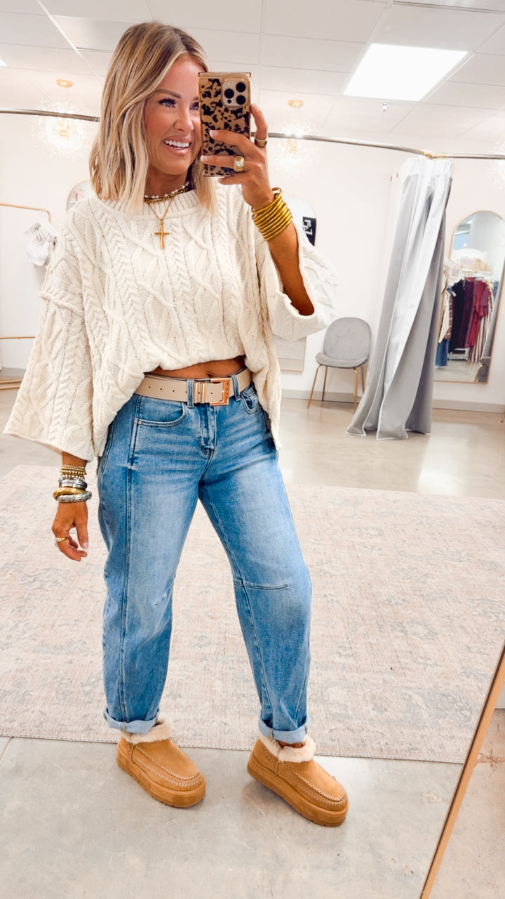 Winter Washed Sweater-Powder Cream