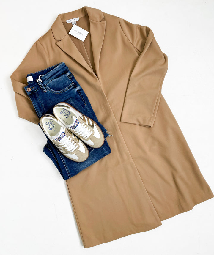 Camel Chic Open Front Coat
