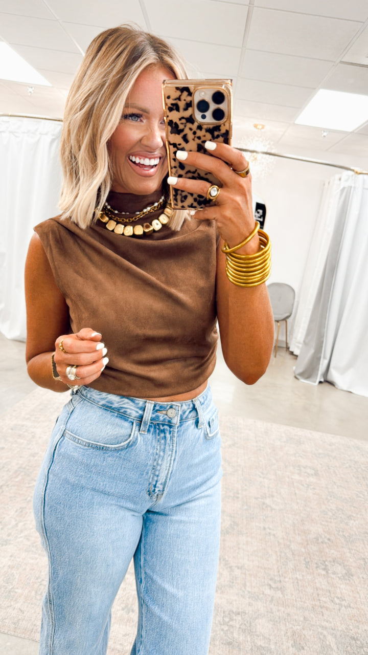 Terra Suede Mock Neck