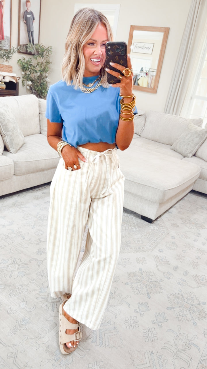 Classic Relaxed Crop Tee-Blue