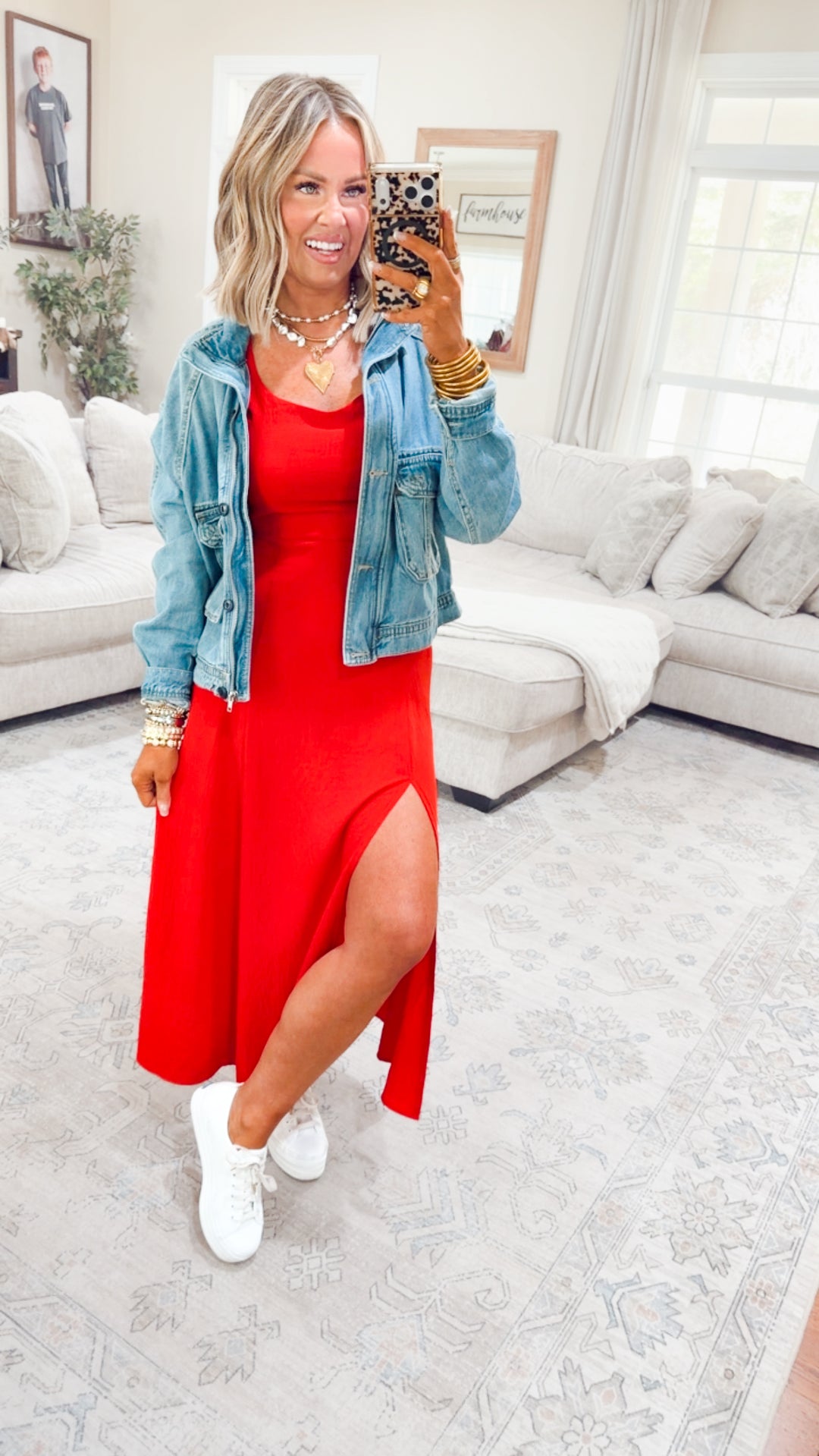 The Delaney Slit Midi Dress-Red