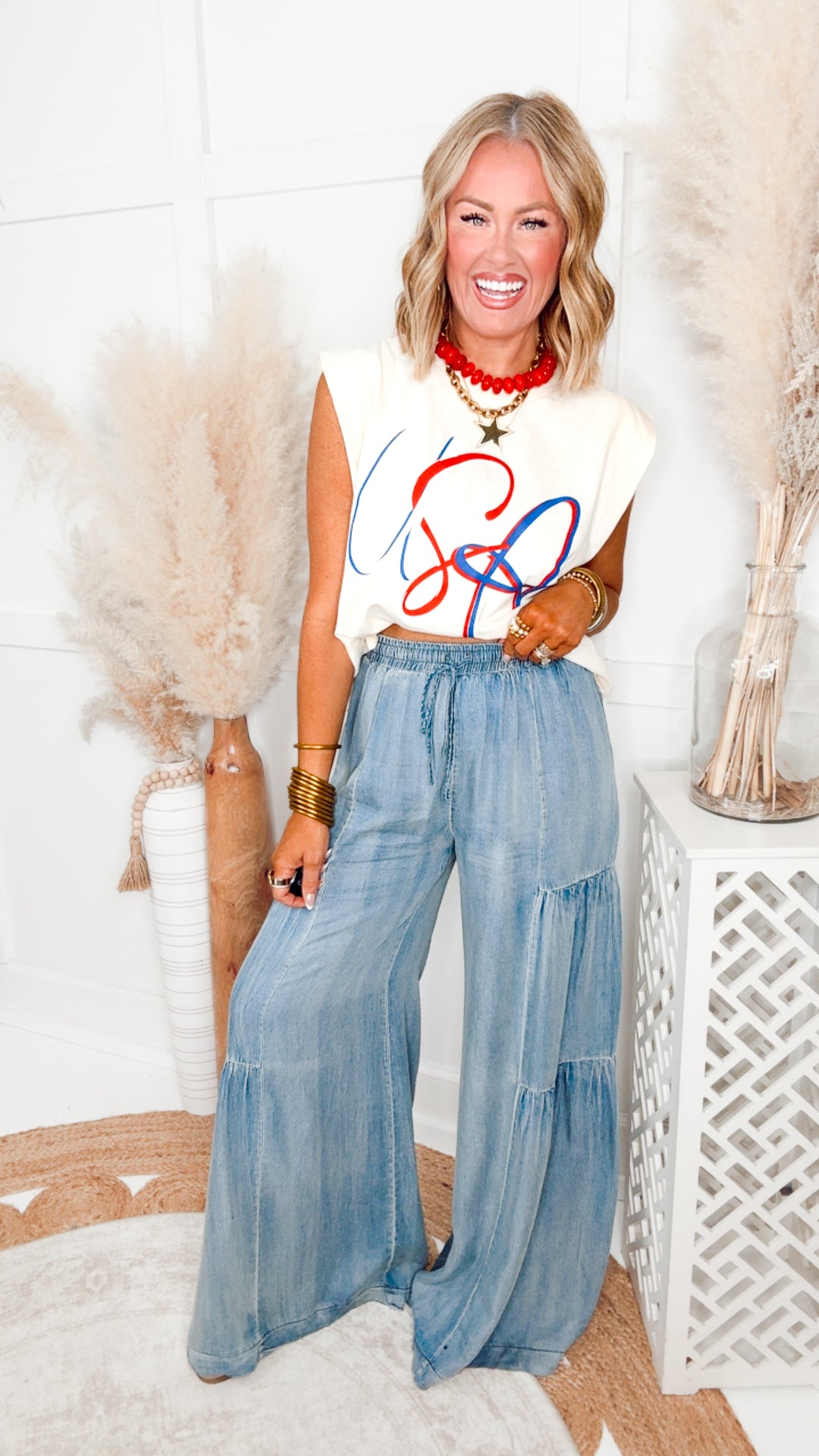 Cascade Denim Wide Leg Pants