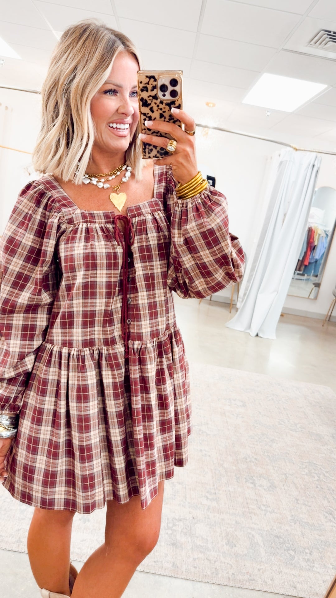 Harvest Checkered Mini Dress