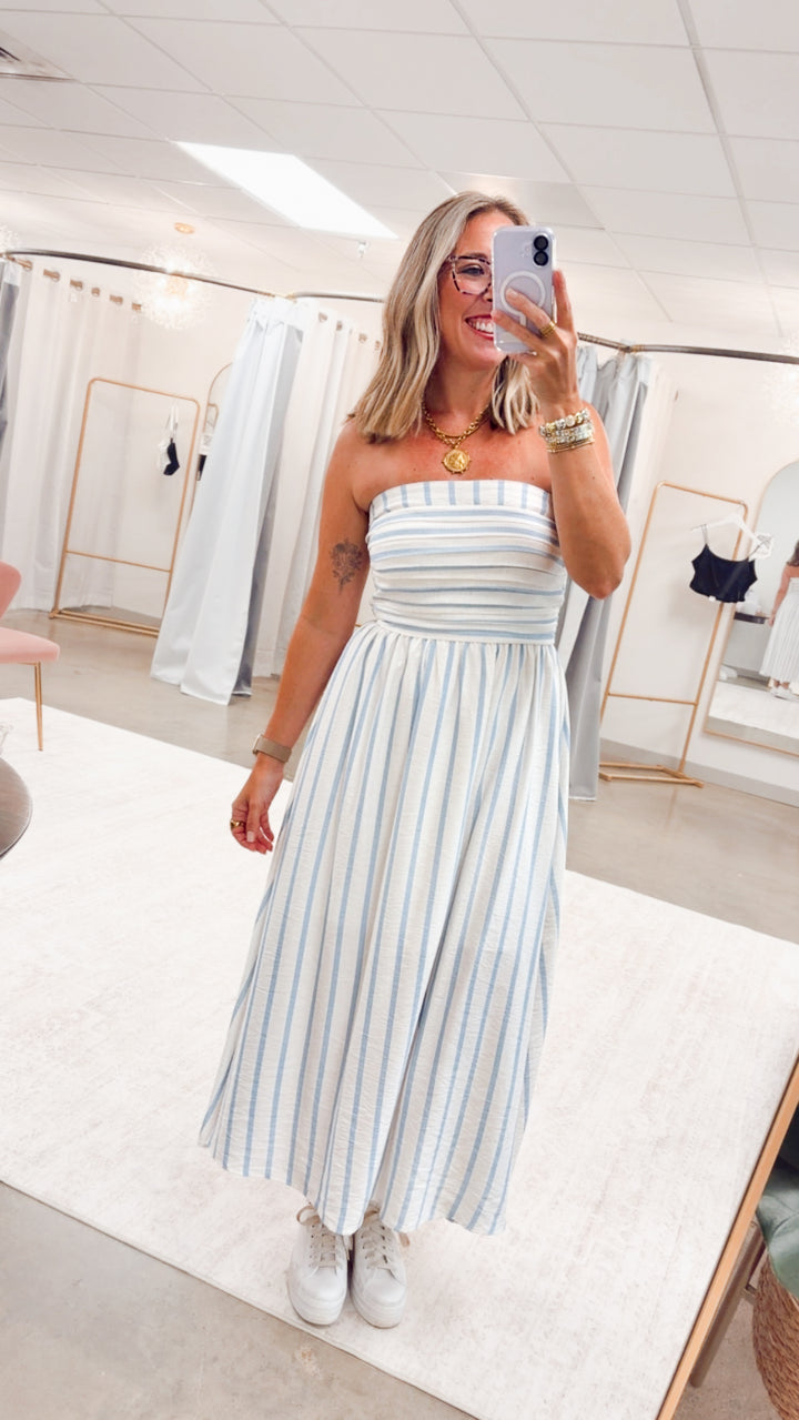 The Breezy Port Midi Dress-Blue