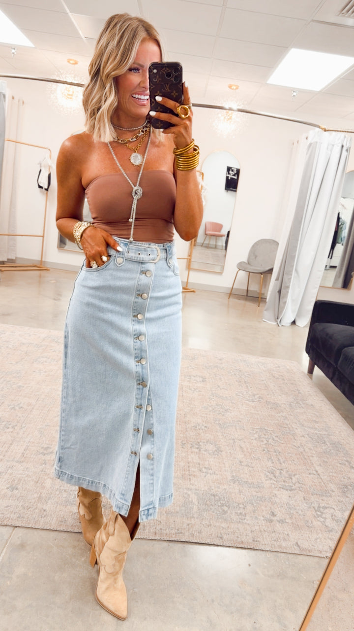 Portia Denim Skirt-Light Wash