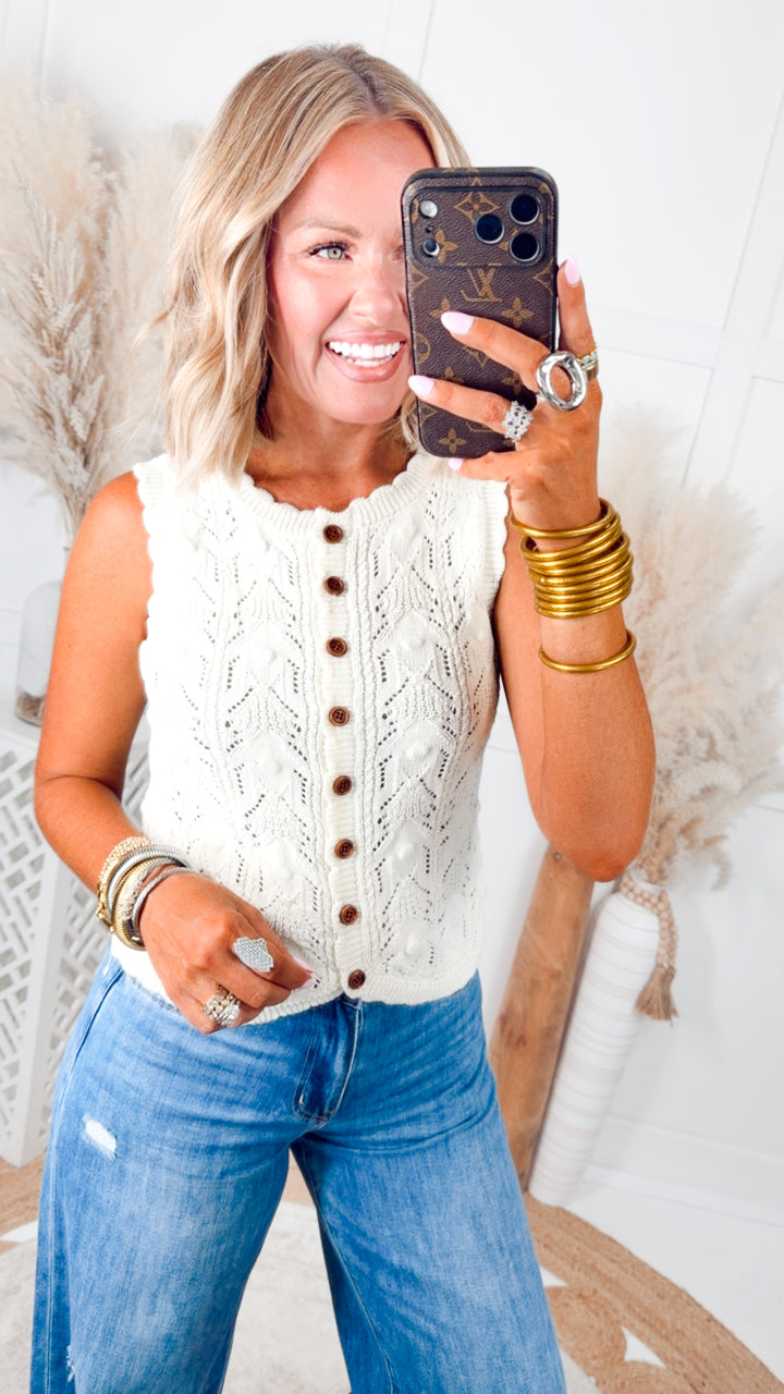 The Coastal Pointelle Top-Cream