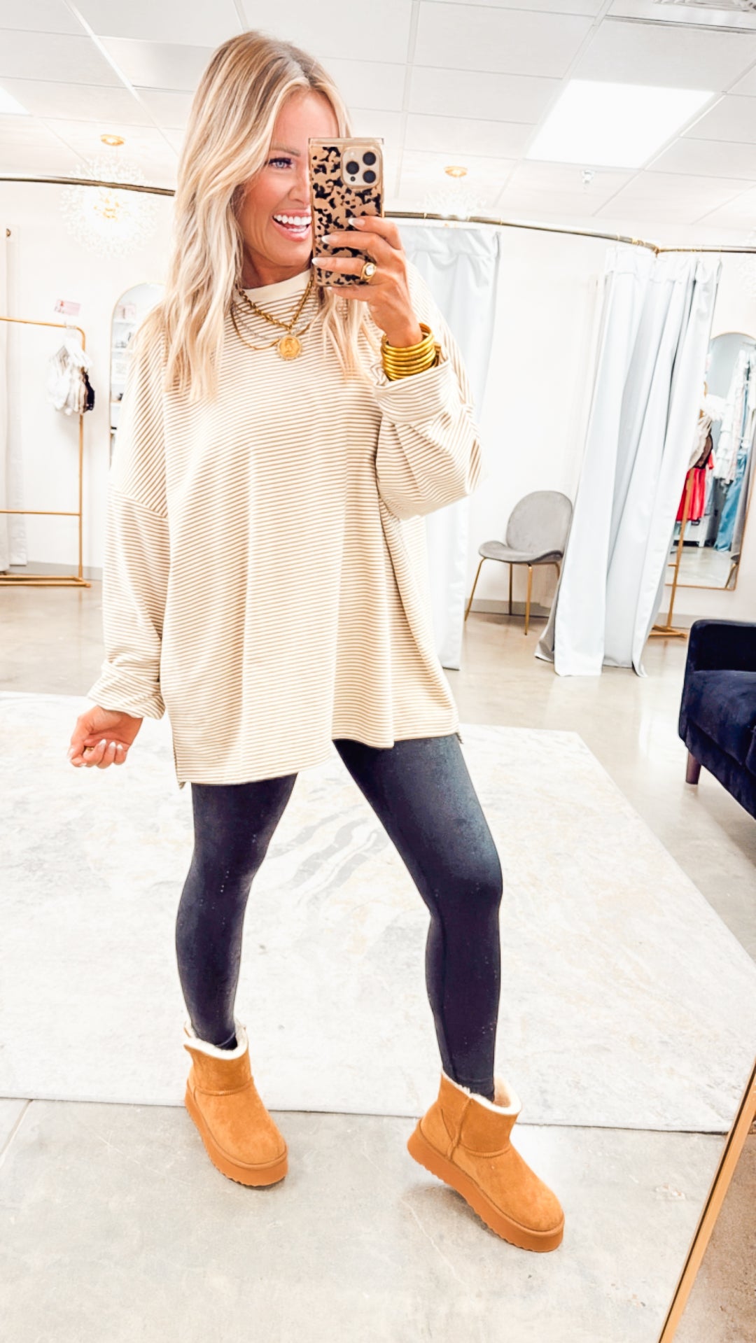Ember Oversized Top-Beige