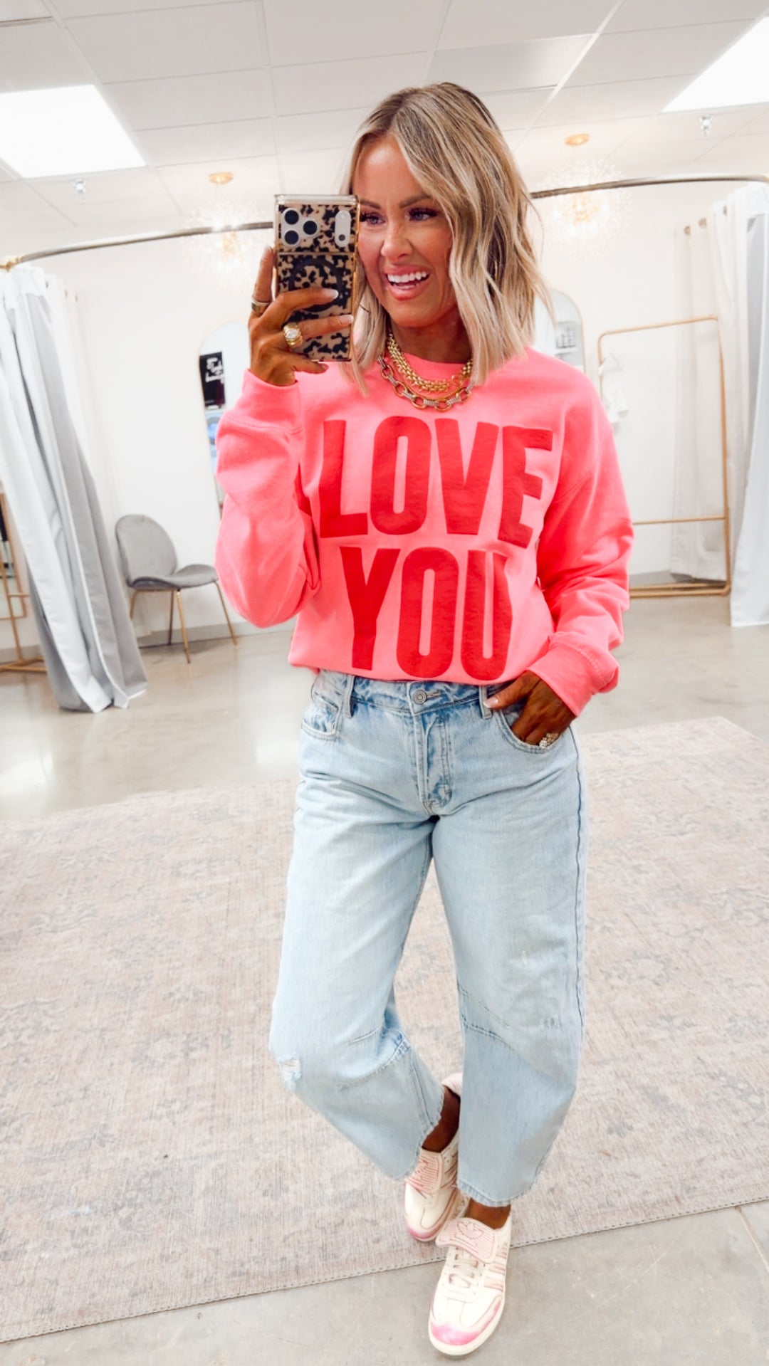 Pink Love You Puff Sweatshirt