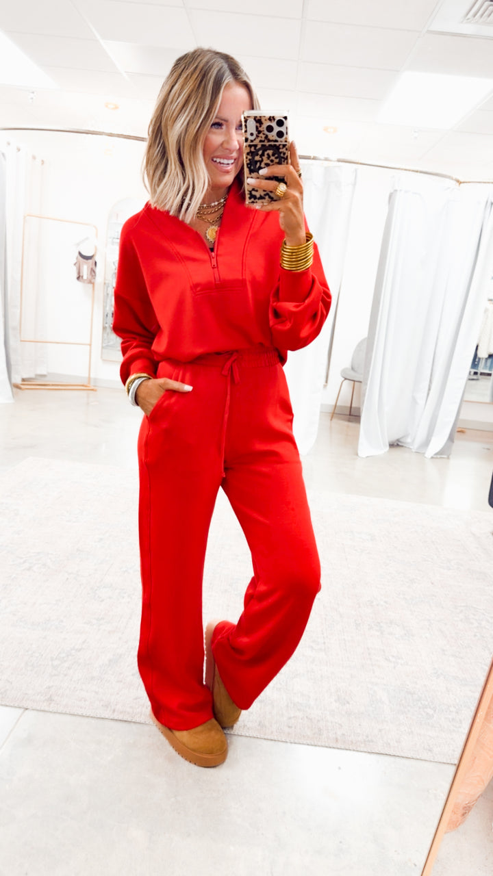 Smooth Form Half Zip Jacket-Red