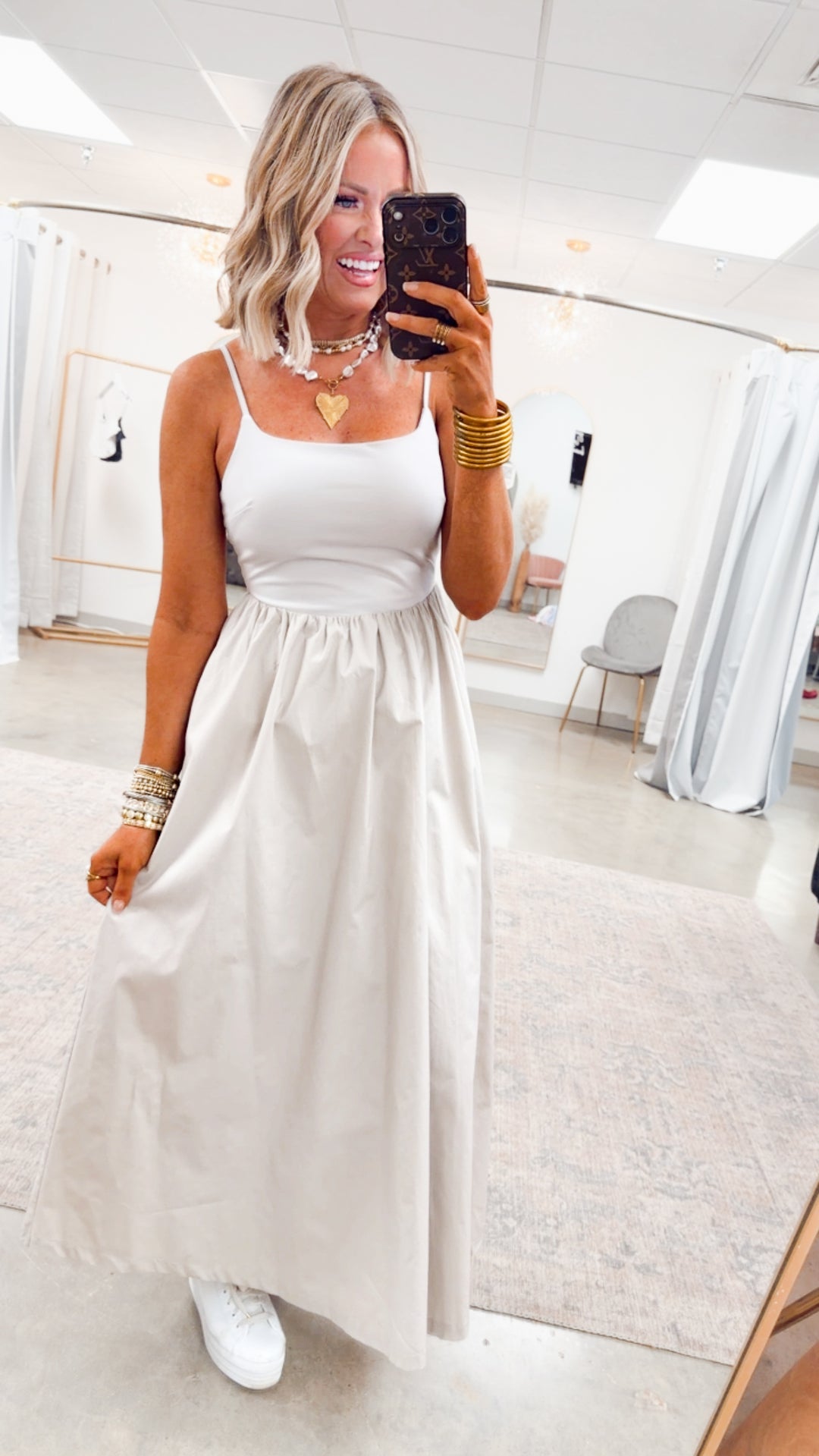 Everyday Elegance Midi Dress-Stone