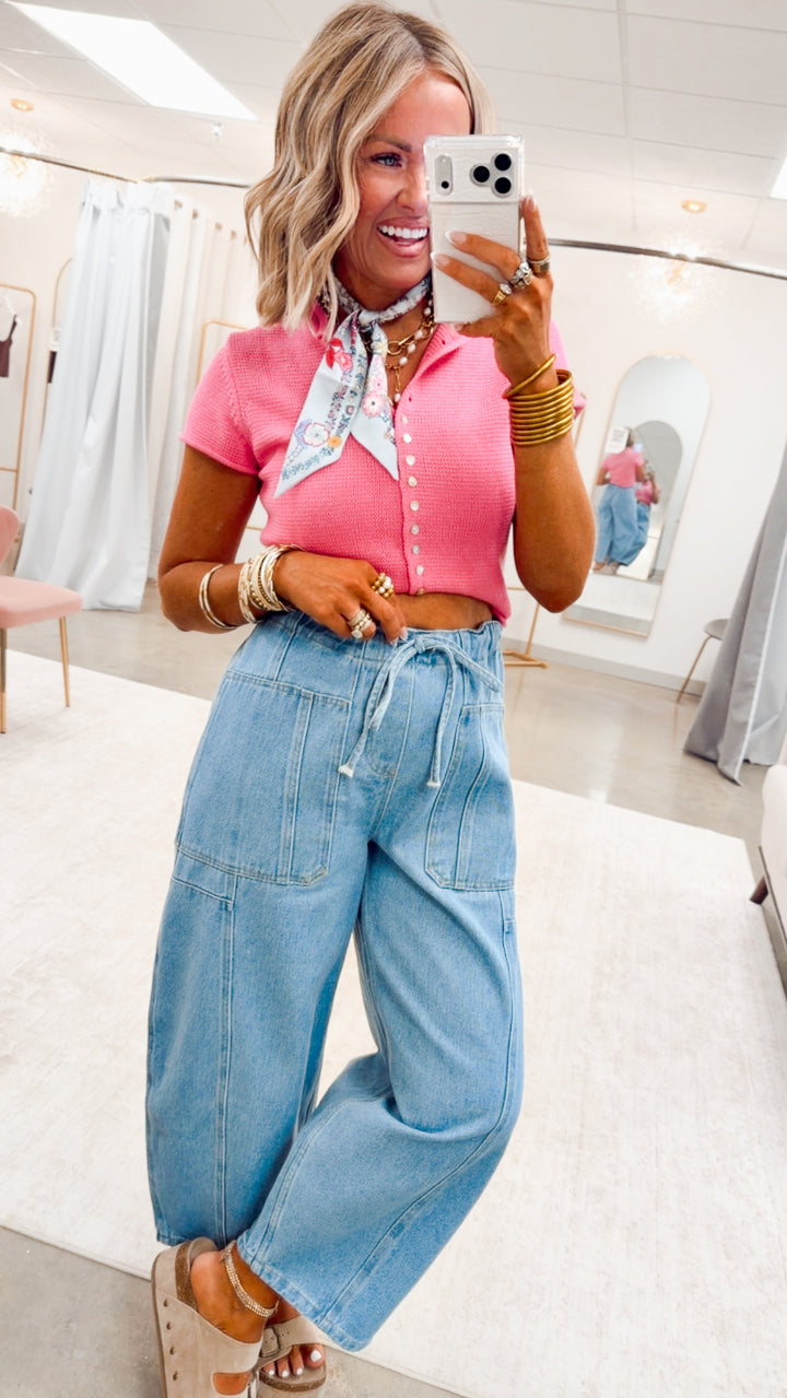 The Della Barrel Jean-Light Blue