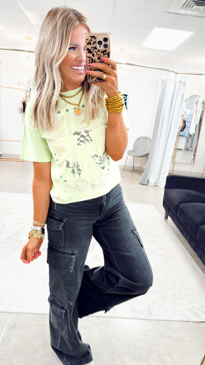Charcoal Couture-High Rise Cargo Jeans
