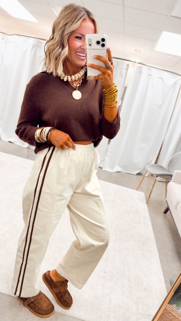 The Sidekick Pants-Cream/Chocolate