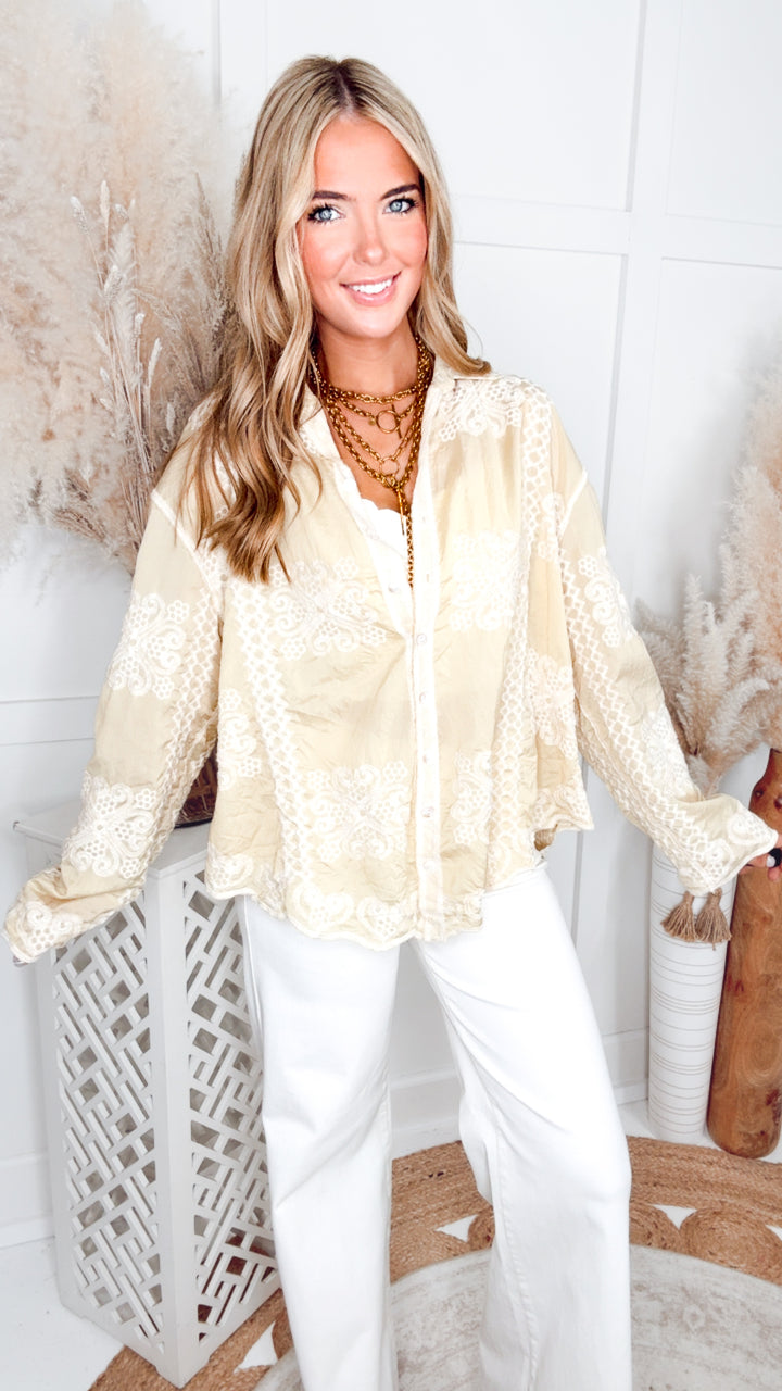 The Fernwood Embroidered Top-Yellow