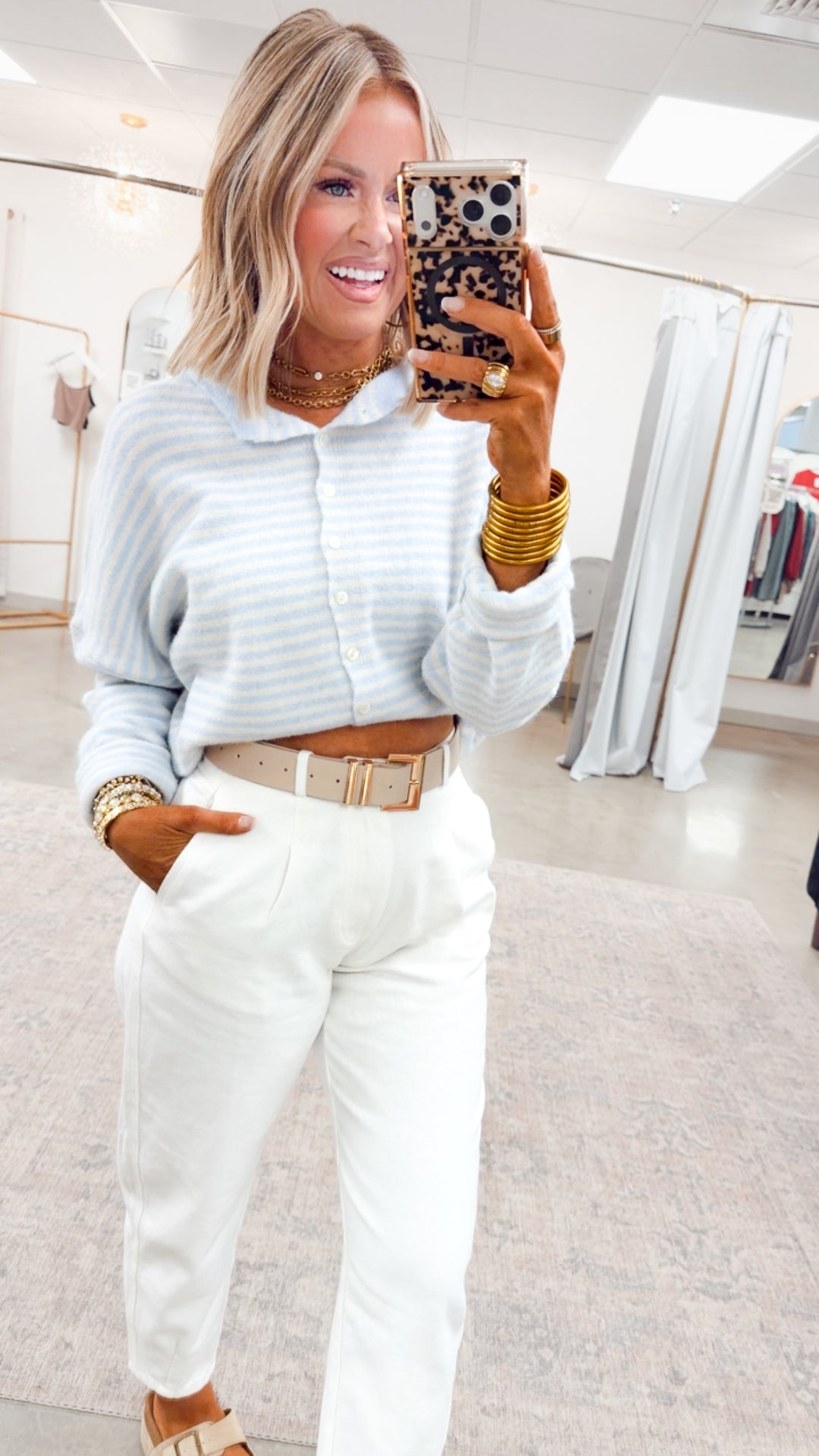 Seaside Stroll Cardigan-Blue Stripe