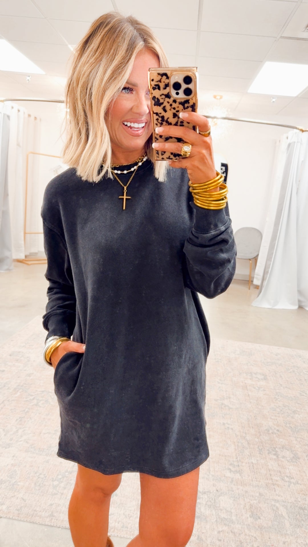 Mila Sweatshirt Dress-Black