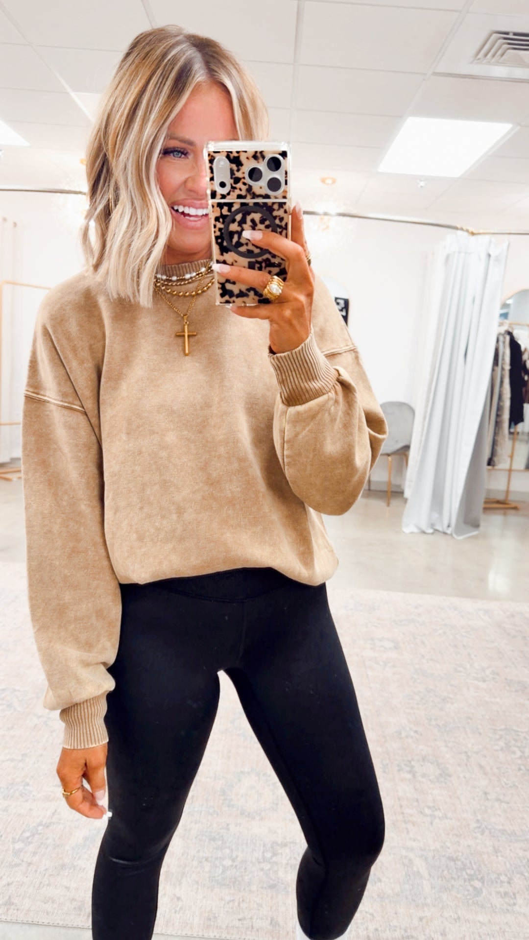 Camel Acid Washed Pullover