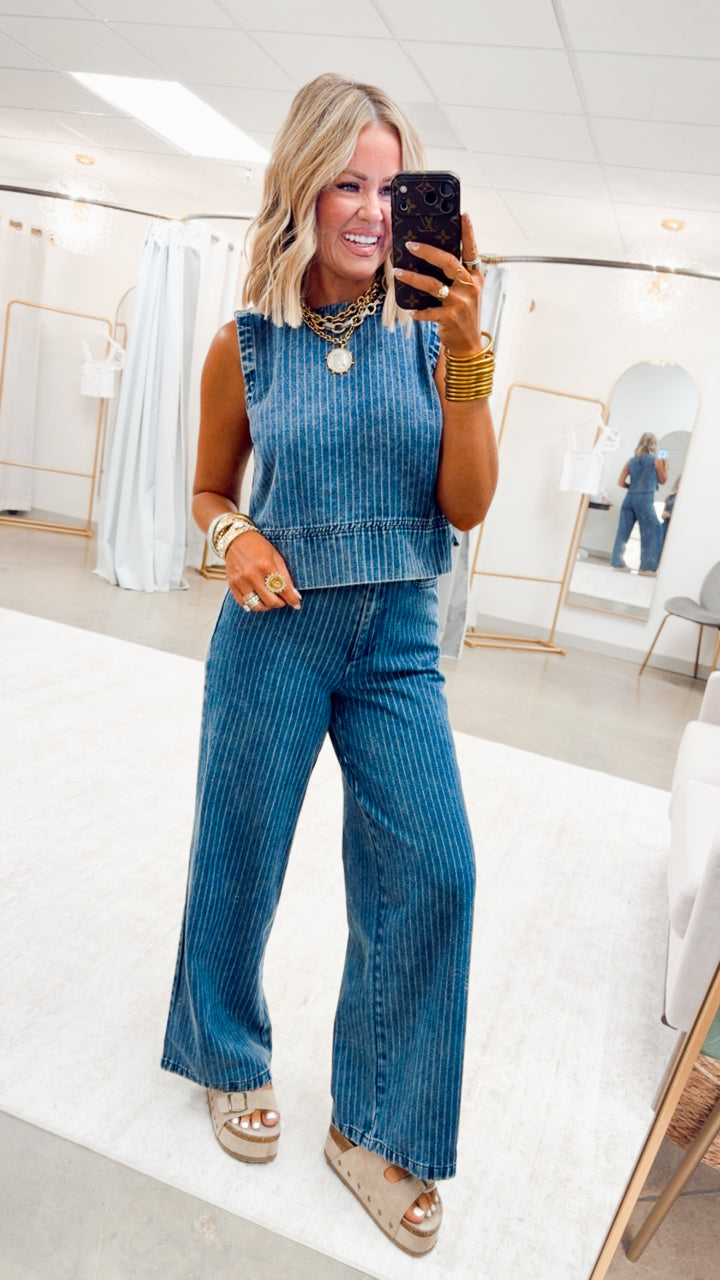 The Bayside Stripe Denim Set