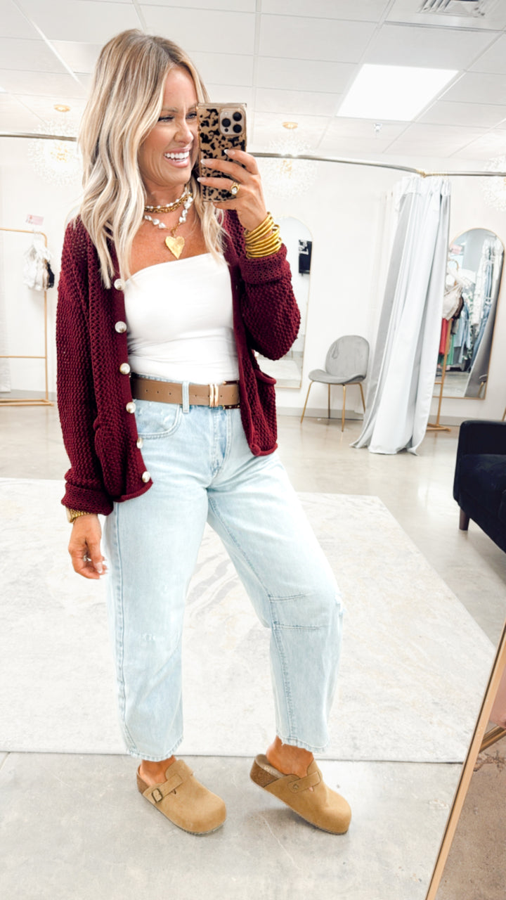 Everloft Sweater Cardigan-Wine