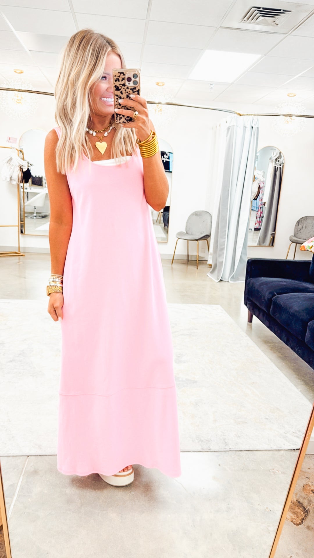 Seabrook Backless Midi Dress-Pink