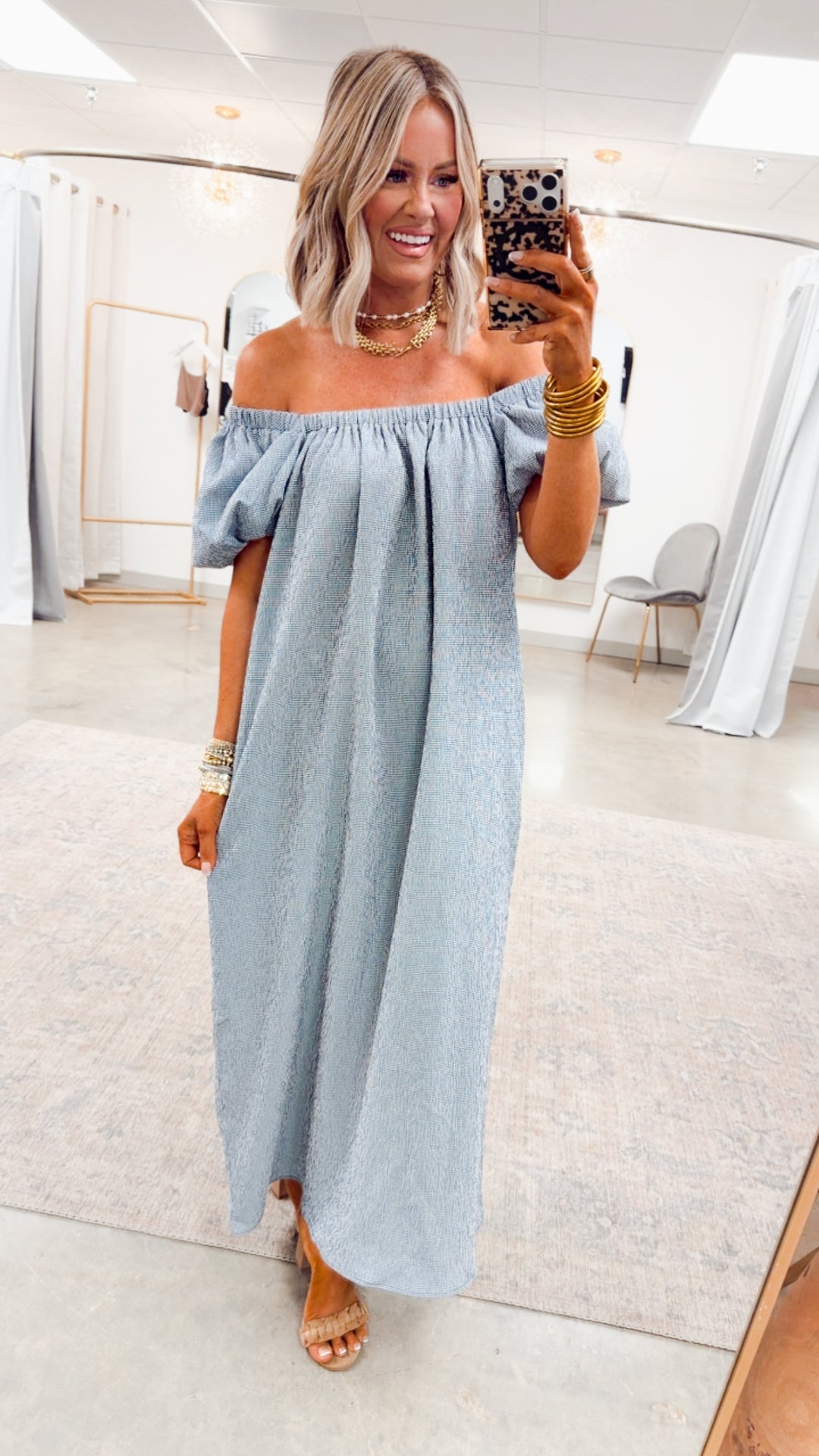 Coastal Gingham Midi Dress