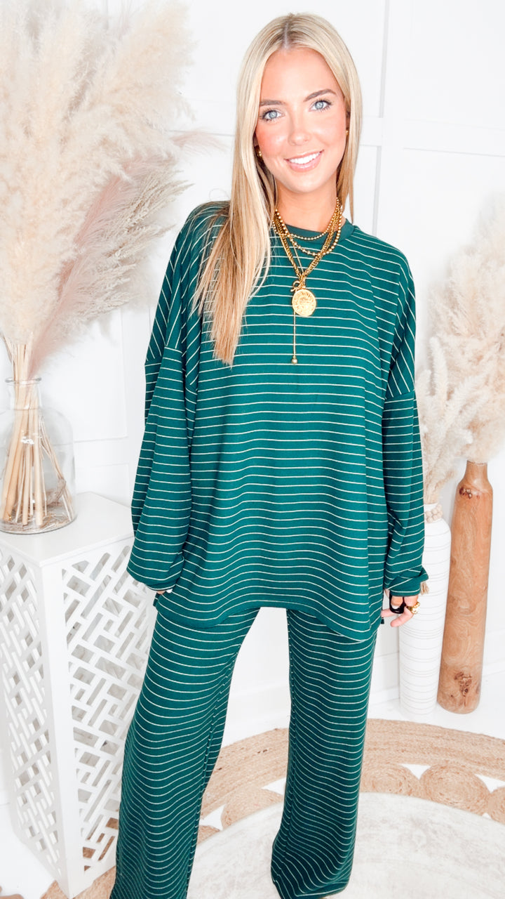 Addi Oversized Striped Top-Green