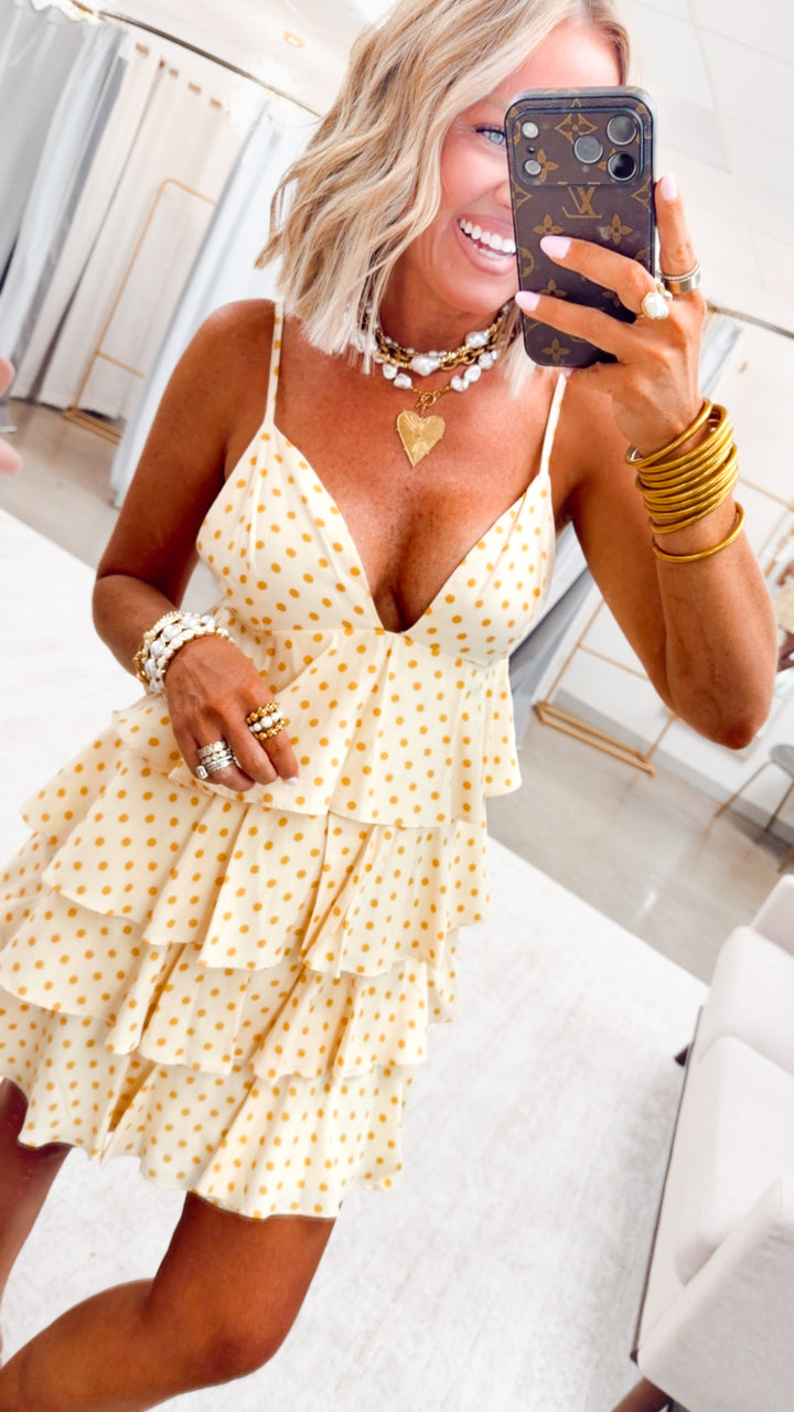 The Dotty Belle Mini Dress-Lemon