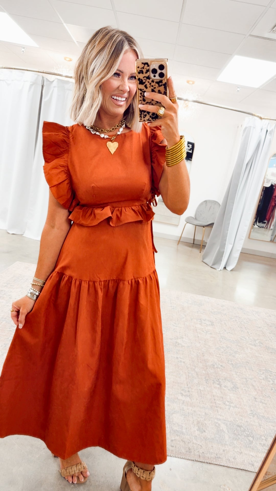 Vivienne Backless Dress-Rust