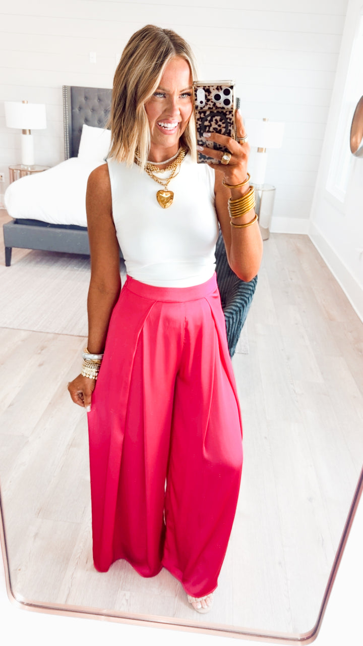 The Gia Satin Wide-Leg Pants