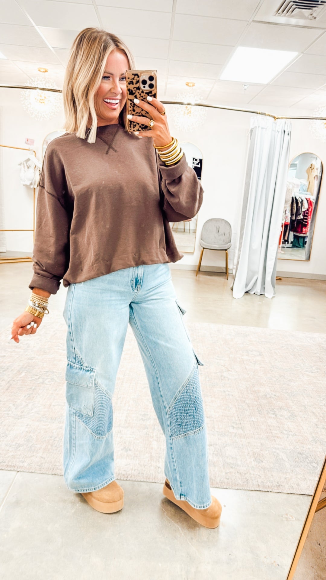 Lucy Bubble Hem Top-Chocolate