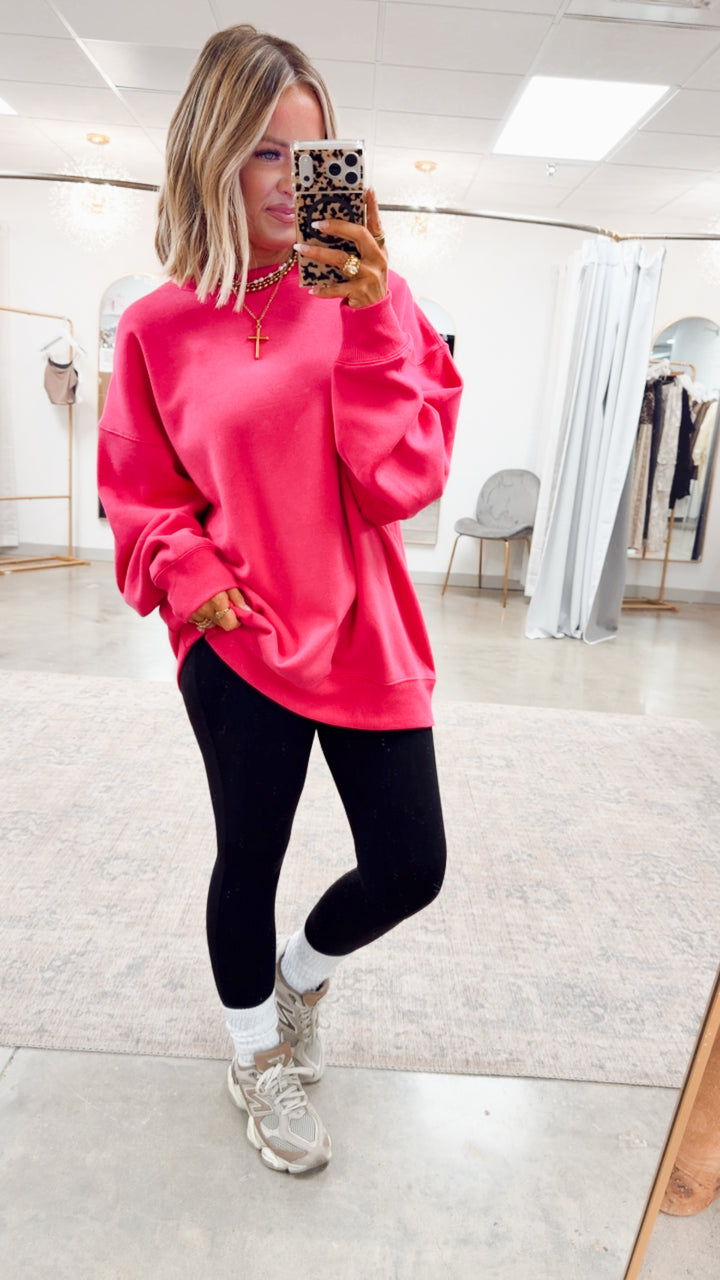 The Classic Crew Pullover-Hot Pink