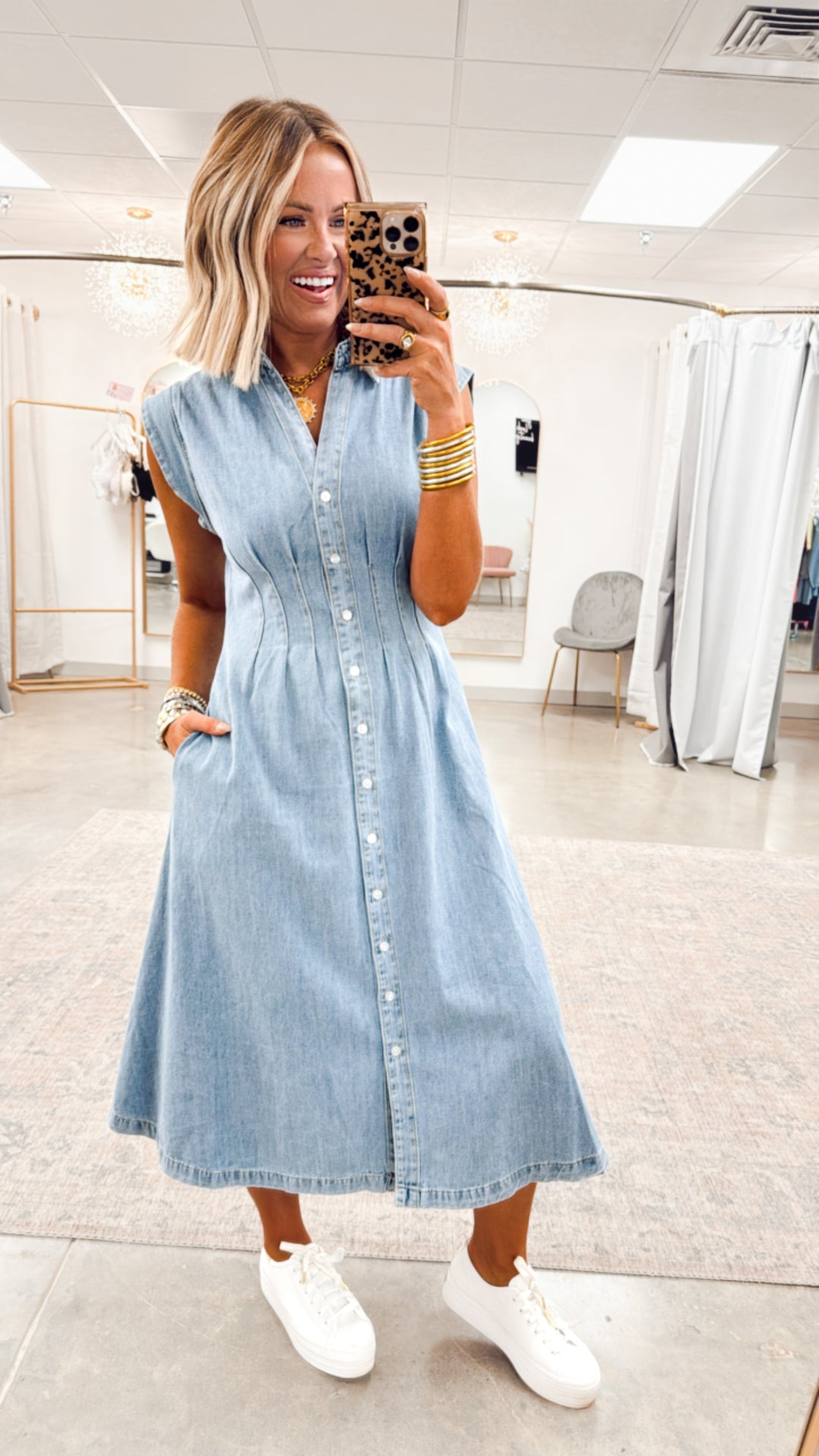 Collins Denim Midi Dress