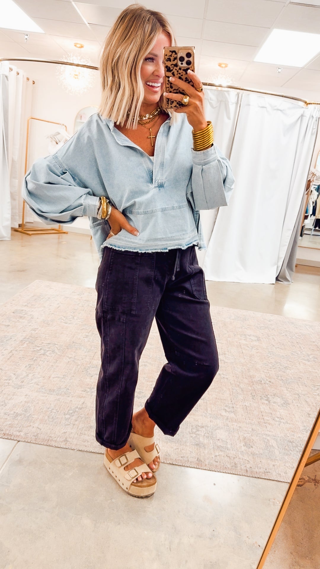 Avery Mineral Wash Denim Top