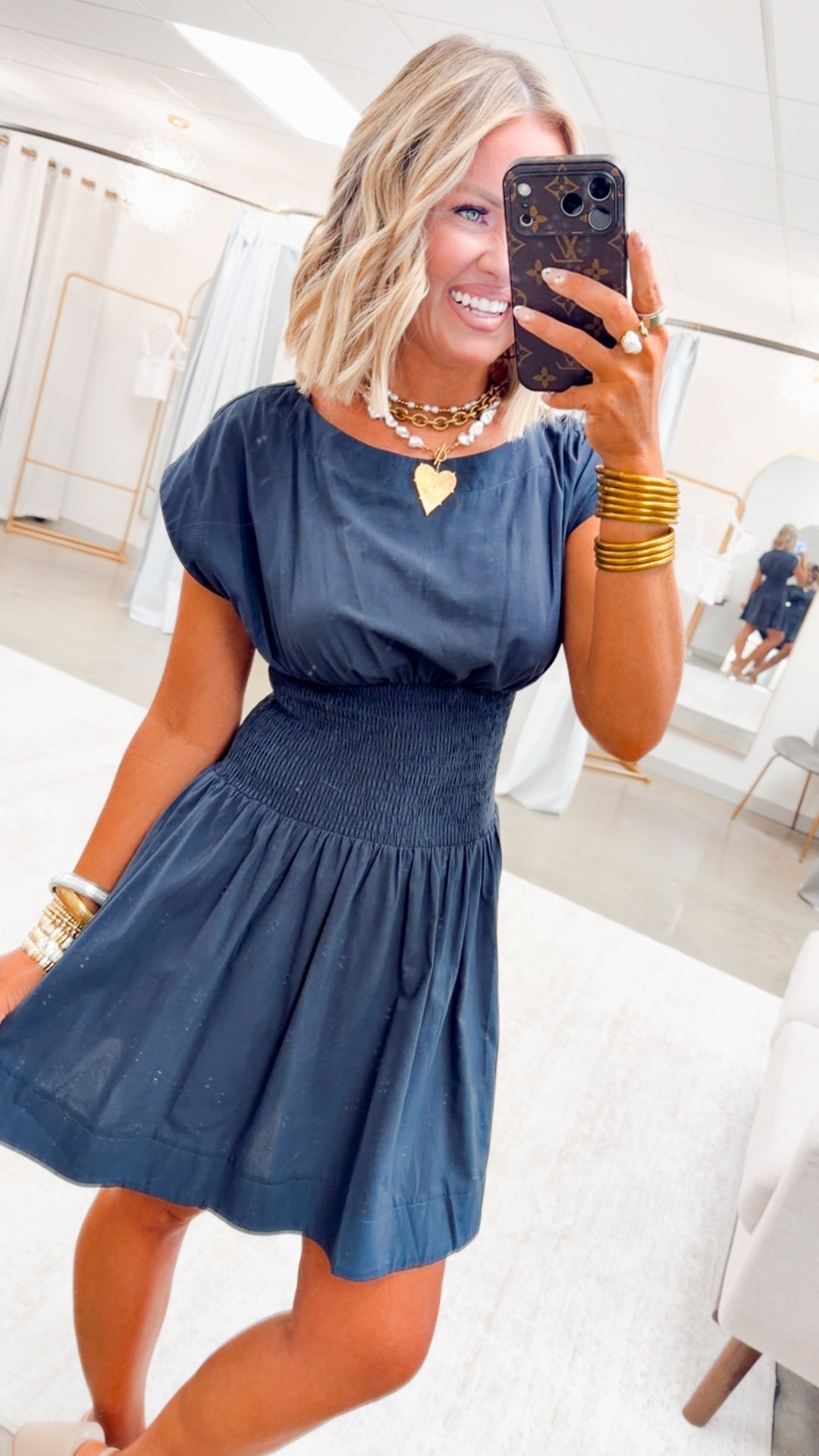 The Elin Poplin Dress-Midnight