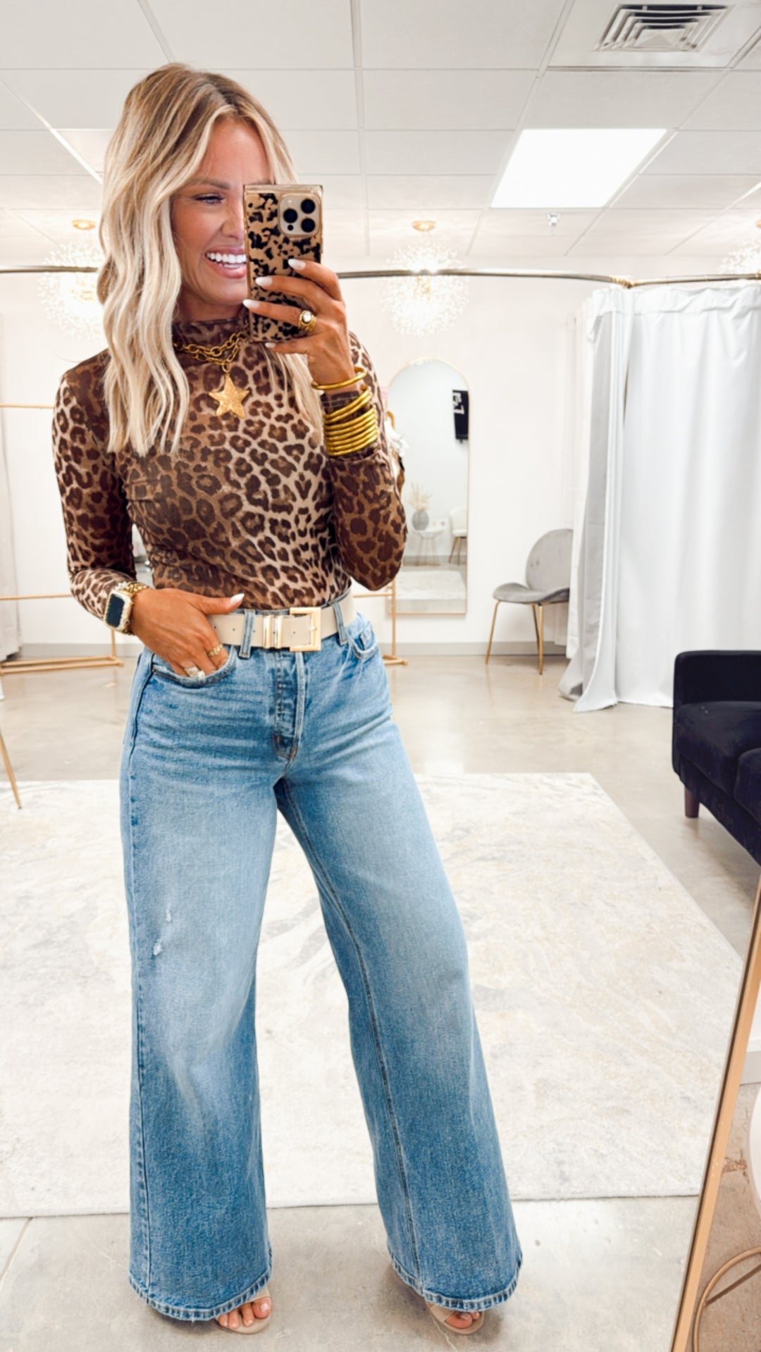 Chic Leopard Mesh Top