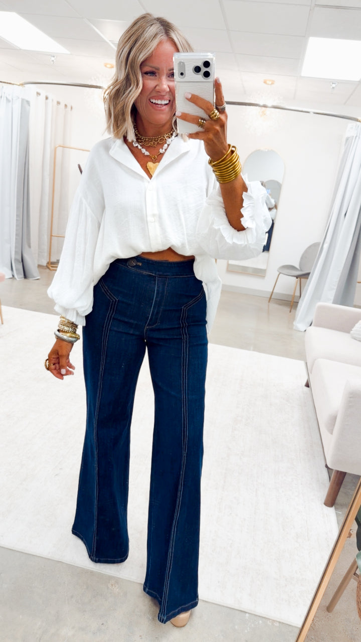 The Lucia Puff Sleeve Blouse-White