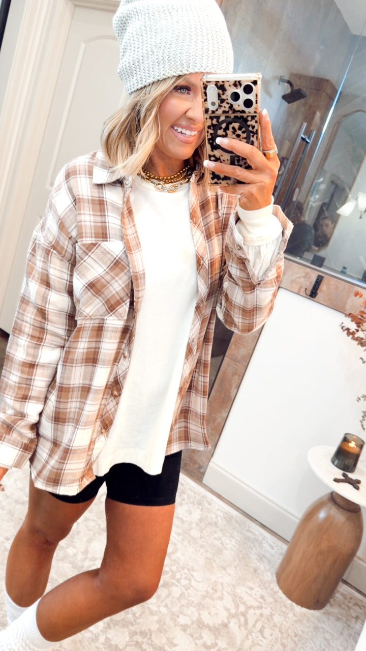 Mocha Flannel Top