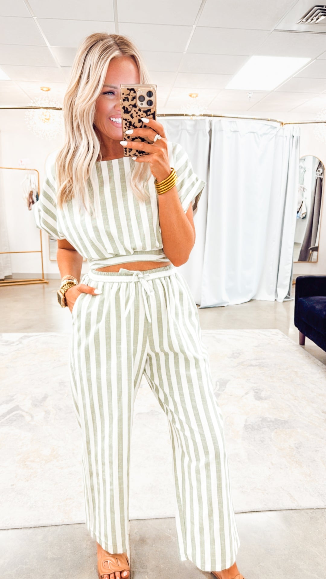 The Isle Wrap Top & Pants Set-Sage Green