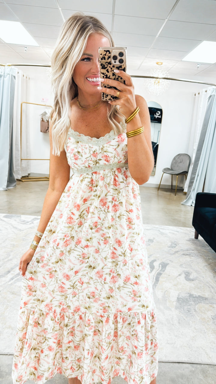 Giselle Lace Trim Midi Dress