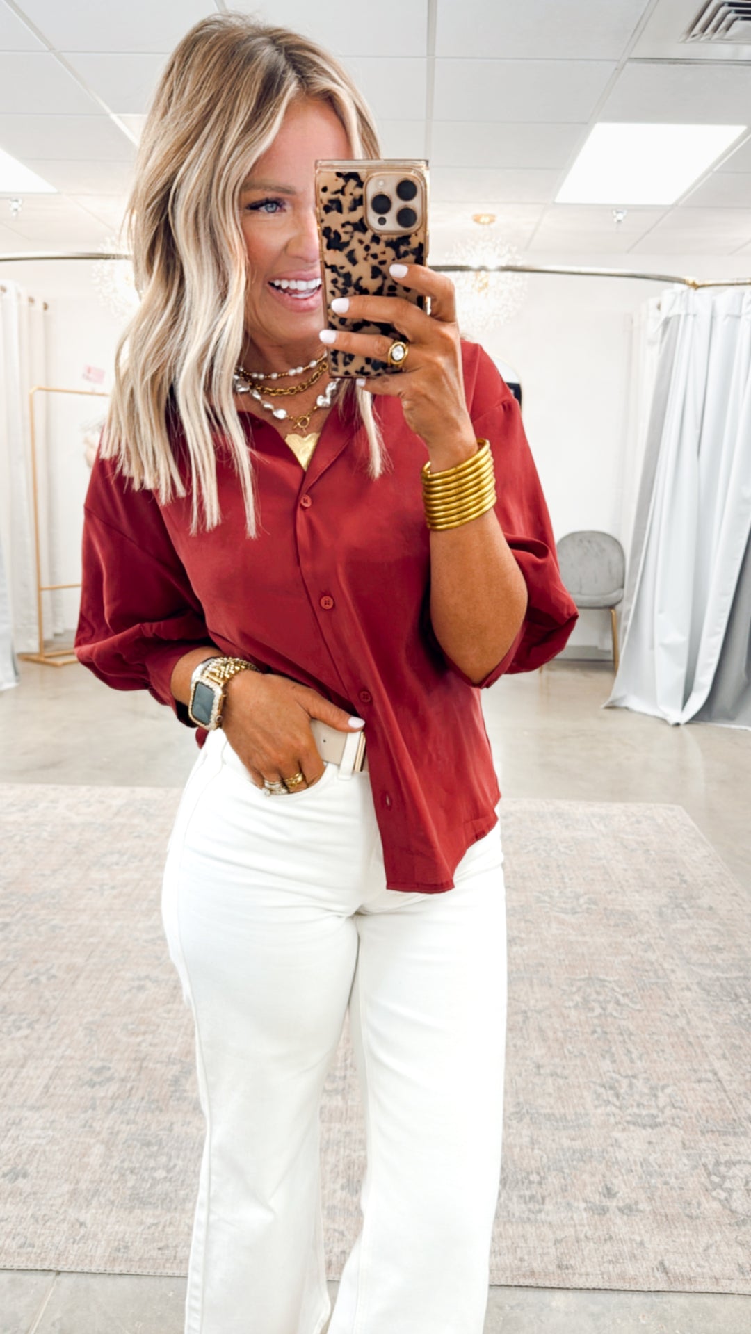 The Ava Puff Sleeve Blouse-Wine