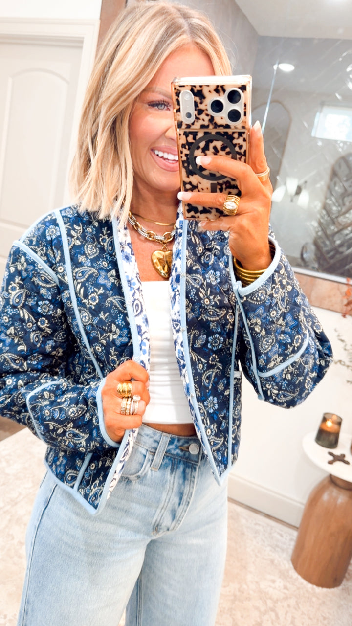 Floral Quilted Cropped Jacket
