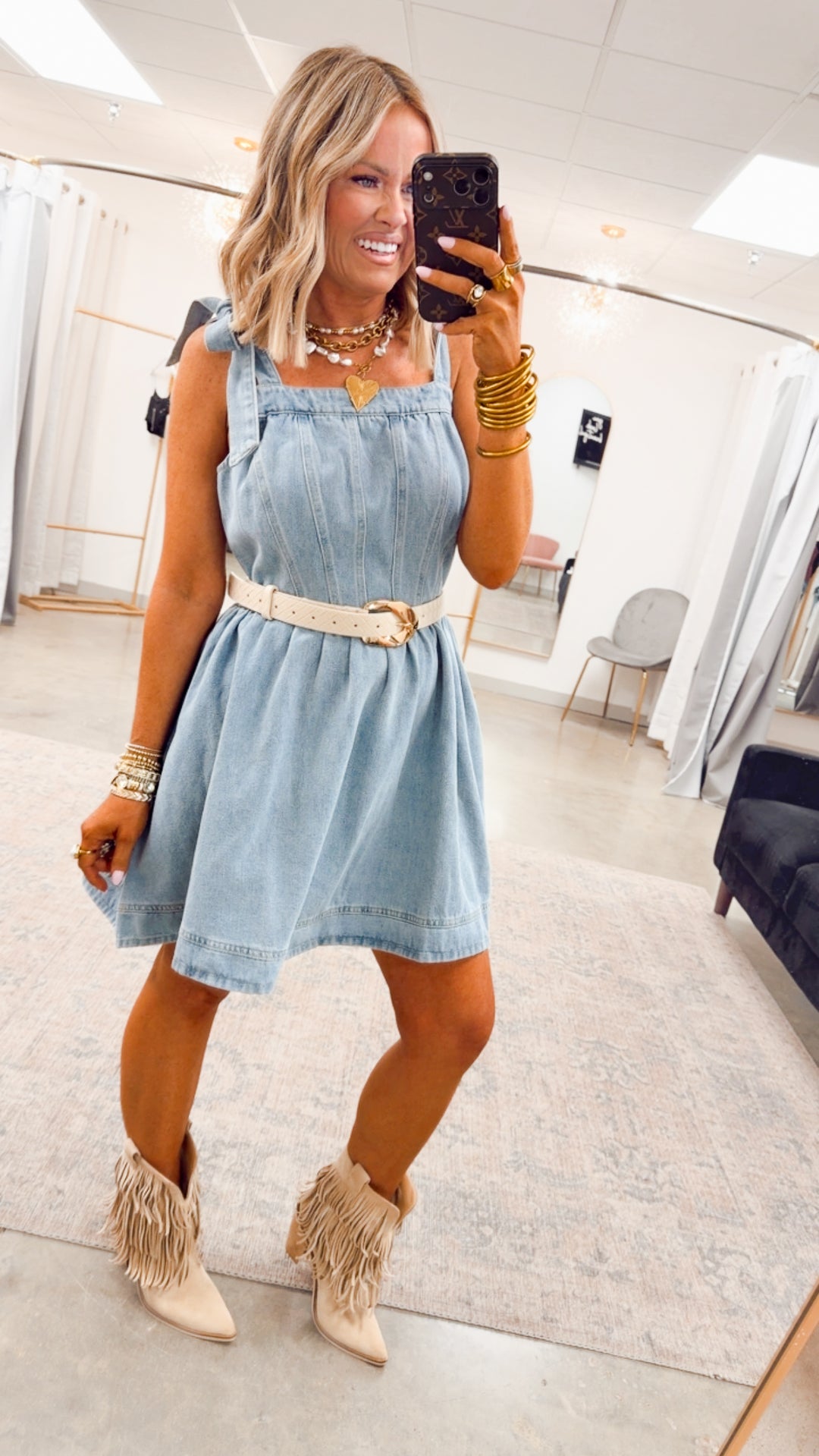 Hadley Tie-Shoulder Denim Dress Small Hadley Tie-Shoulder Denim Dress Small