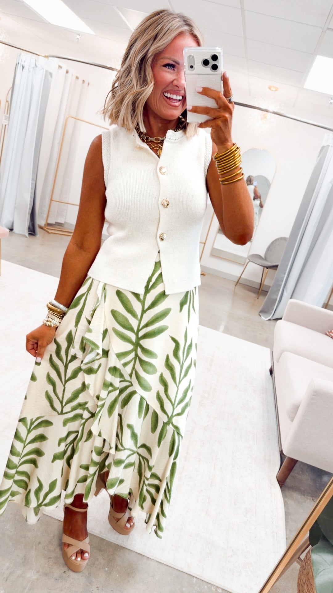 Olive Fern Maxi Skirt