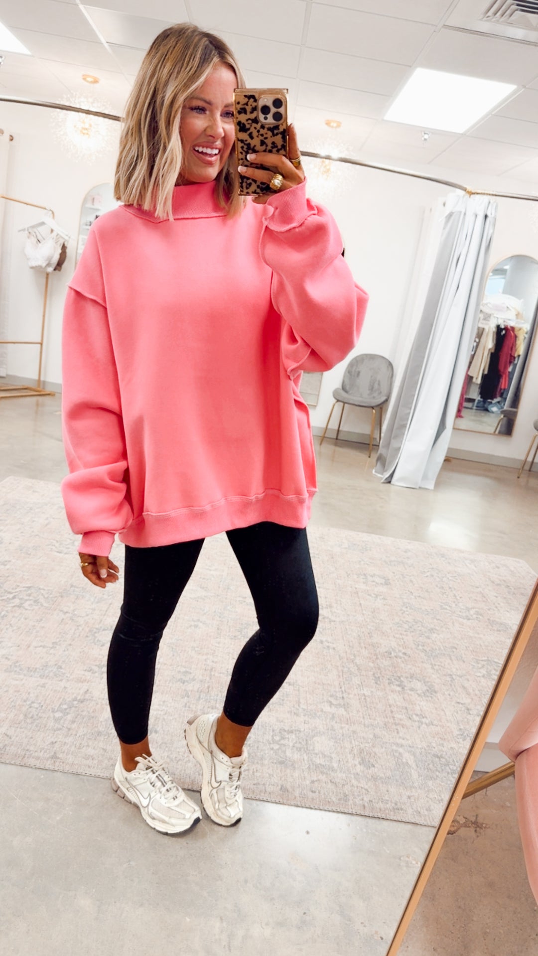 Pink Reversible Mock Neck Sweatshirt