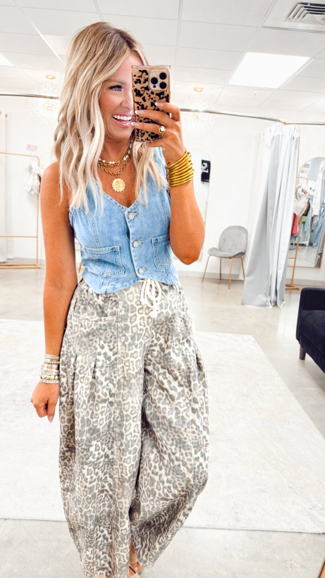 Stella Leopard Barrel Jeans