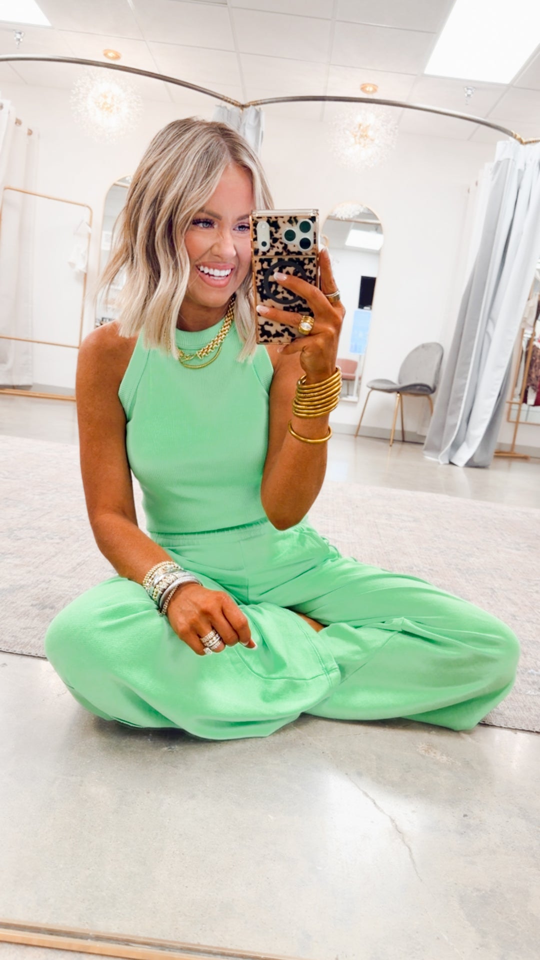 Harlow Halter Neck Crop Top & Pants Set-Lime