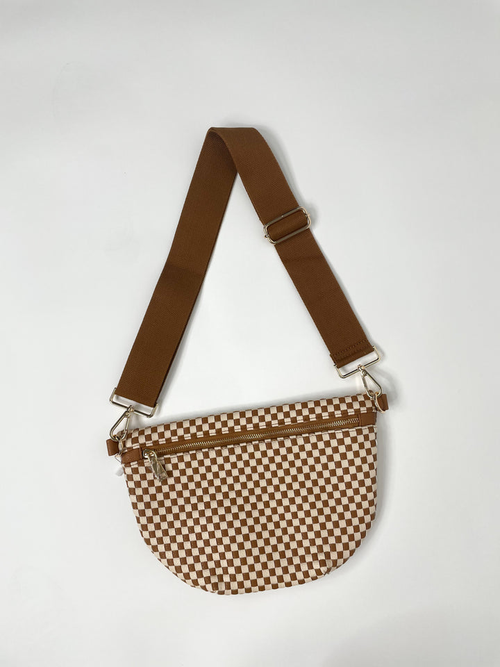 Brown Checkered Westlyn Woven Bum Bag