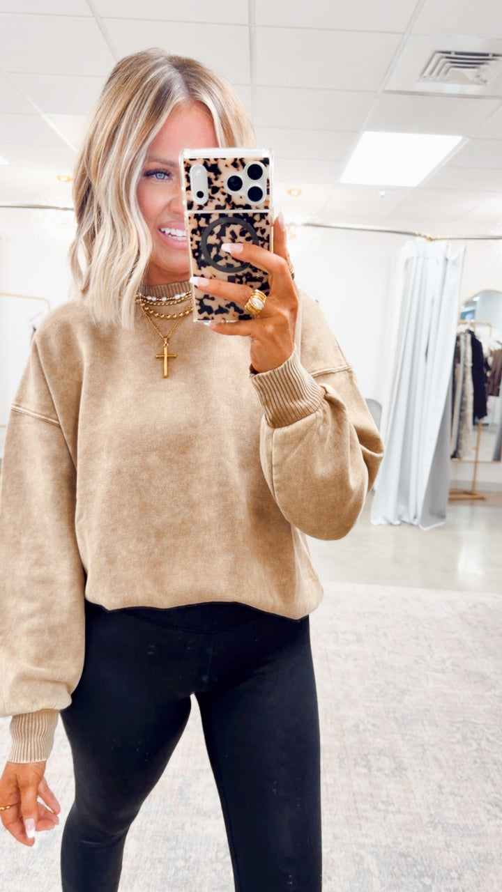 Camel Acid Washed Pullover